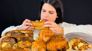 ASMR  BRISKET SANDWICH FRIED CHICKEN amp MASHED POTATOES  MUKBANG  EATING SOUNDS [upl. by Lu557]