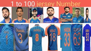 Indian Cricketers Jersey Numbers 1 to 100  Team India [upl. by Aelc]