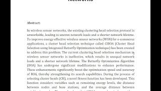 Optimizing Cluster Head Selection for E Commerce Enabled Wireless Sensor Networks [upl. by Martguerita898]