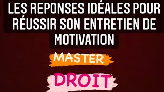 Les réponses IDÉALES pour RÉUSSIR SON ENTRETIEN DE MASTER Part 2 [upl. by Filippa]