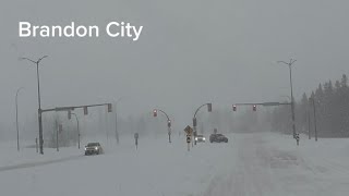 Winter Storm Travel To Brandon City Mb  Near Zero Visibility [upl. by Adnilrev]