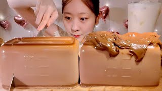 ASMR Milk Chocolate Pudding【Mukbang Eating Sounds】【English subtitles】 [upl. by Ellerihs]