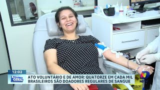 Dia Mundial do doador de sangue Apenas 14 dos brasileiros doam sangue regularmente [upl. by Anits]