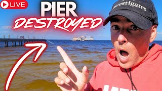 PIER DESTROYED Anna Maria Island HURRICANE MILTON Florida LIVE [upl. by Juanne]