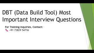 DBT INTERVIEW QUESTIONS [upl. by Ailemak]