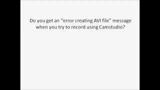 Error creating AVI file in Camstudio [upl. by Vaclava]