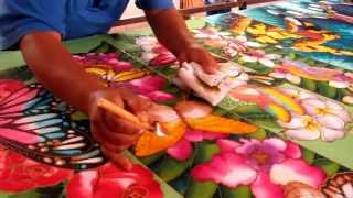 Malaysian batik painting Langkawi [upl. by Ahtebbat]