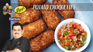 Potato croquettes  Easy starter  Evening time snacks  Chef Venkatesh Bhat  lunch box snack [upl. by Enait655]