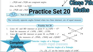 Practice Set 20 Class 7th Maths  L 4 Angles and Pairs of Angles  Maharashtra State board [upl. by Eiramlirpa]