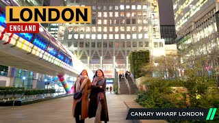 CANARY WHARF London England A Stunning Walking Tour Exploring Little Manhattan 4K HDR [upl. by Laekcim474]