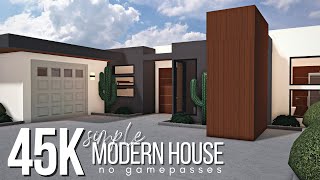 BLOXBURG  Simple Modern House  45k  No Gamepass Speedbuild [upl. by Serafine]