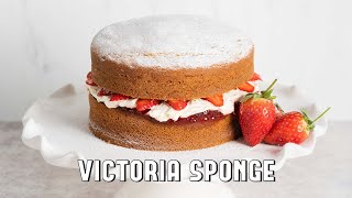 Easy Victoria Sponge Cake with Cream and Strawberries  Tutorial  Movers  Bakers [upl. by Akitahs]