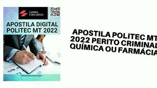 Apostila POLITEC MT 2022 Perito Criminal Química ou Farmácia [upl. by Anatola]