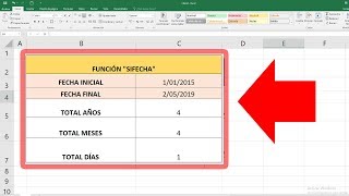 Calcular la diferencia entre dos fechas en excel Obtener años meses y días 2019 [upl. by Frere]