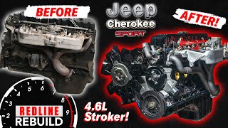 Jeep XJ Timelapse Engine Rebuild 40L Stroked to 46L  Redline Rebuild [upl. by Araz]