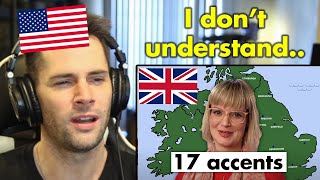 American Reacts to 17 Different British Accents [upl. by Tobie705]