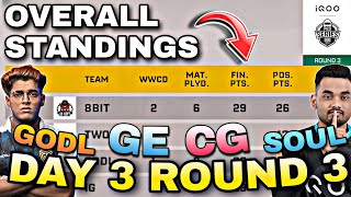 BMPS POINTS TABLE  DAY 3 ROUND 3  OVERALL STANDINGS  BMPS LIVE TOURNAMENT  SOUL GODLIKE CG GC TX [upl. by Bamford110]