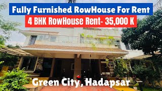 4 BHK Fully Furnished Row House Hadapsar Pune  For Rent Call 84079295954bhk rowhouseinpune [upl. by Steddman]