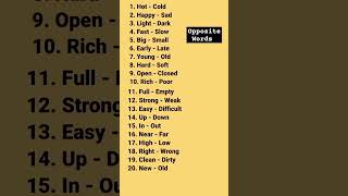 20 Opposite WordsOpposite Words In EnglishOpposite Words l [upl. by Aissela]