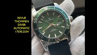 Revue Thommen Diver Green Automatic 170302534 Watch  Review Valjoux Relogios [upl. by Ahsitruc]