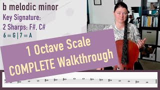 b melodic minor 1 Octave Scale WITH instructions [upl. by Arron]