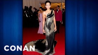 Nina Dobrev Gets Stitched Into Her Award Show Gowns  CONAN on TBS [upl. by Anival]