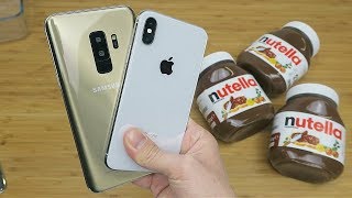 Samsung Galaxy S9 Plus vs iPhone X NUTELLA Freeze Test [upl. by Cathyleen]