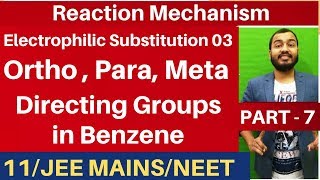 Reaction Mechanism 07 Electrophilic Substitution 03 Effect of Substituent on Reactivity Of Benzene [upl. by Shayn]