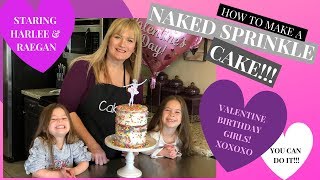 How to make a Naked Sprinkle Cake l Beginner Cake Decorating Tutorial [upl. by Lanford]