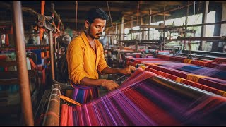 Fabric Weaving in a Pit Loom  Ancient Weaving Machine [upl. by Oiramrej]