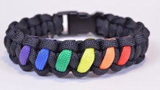 Make a Rainbow Colored Paracord Survival Bracelet with Buckle  BoredParacord [upl. by Ozzie432]