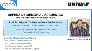 Defesa de Memorial  Prof Dr Edgardo Guillermo Camacho Palomino CENEL [upl. by Alikat]