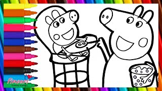 Drawing and Coloring Peppa Pig Mummy Pig Tries to Feed Baby Alexander 🐷👶 🌈 How to draw Peppa Pig [upl. by Ruffi]