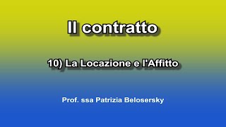 Il contratto 10 La locazione e laffitto [upl. by Adnale362]