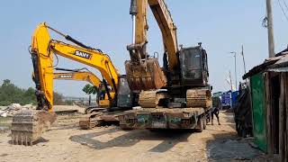 cat 320 excavator লড়ি থেকে ভেকু গাড়ি কি ভাবে আনলোড করা হয় [upl. by Amihc494]