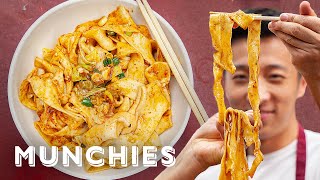 How To Make Hand Ripped Noodles with Xian Famous Foods [upl. by Niknar]