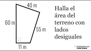 HALLAR LOS METROS CUADRADOS DE UN TERRENO CON CUATRO LADOS DIFERENTES [upl. by Nylesaj796]