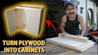 How to BUILD CABINETS Fast and Easy  Frameless Plywood Cabinets [upl. by Fanchie]