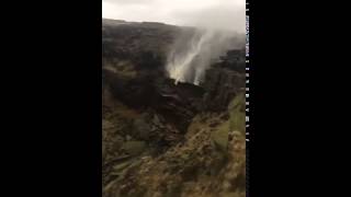 In the UK winds of Storm Desmond causing a waterfall to flow up [upl. by Rinum]