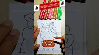 Coloring Jack O Lantern Hello Kitty shorts coloringvideos coloringbook coloringpages [upl. by Teplica]