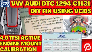 AudiVW DTC 1294 C1131 FIX DIY using VCDS 40TFSI Engine Mount Calibration HOWTO VAGCOM [upl. by Naitirb]