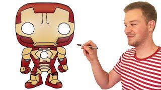 How to Draw Chibi Iron Man Cute Kids Art Lesson [upl. by Kaleena]