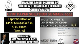 CPDP PAPER SOLUTION GTU SUMMER2022 CPDP 3160002 MGITER NAVSARI [upl. by Ludovika]