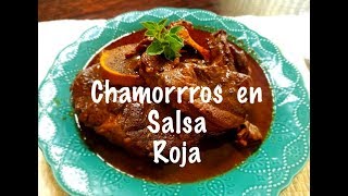 Chamorros de Res en Salsa Roja Recetas Una Pizca de Sabor [upl. by Nairahcaz28]