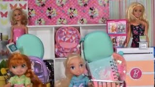 Elsa and Anna toddlers Back to School shopping l Store manager Barbie [upl. by Moitoso]