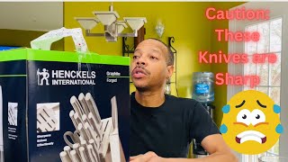 Unboxing the Henckels SelfSharpening Knivesthese knives are sharp [upl. by Elatnahs]