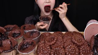 ASMR MUKBANG CHOCOLATE PARTY Fondant au Chocolat Ice Cream amp Yakgwa Cookie [upl. by Izzy]