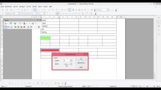 OpenOffice Tabelle Zeilenhöhe Spaltenbreite Rahmen Hintergrundfarbe ändern Tabelle beschriften [upl. by Bartholomeo]