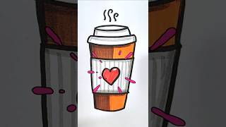 HOT COFFEE Drawing ☕️ shorts drawingtutorials [upl. by Adelind]