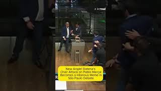 New Angle Datenas Chair Attack on Pablo Marçal Becomes a Hilarious Meme in São Paulo Debate [upl. by Akiehs]